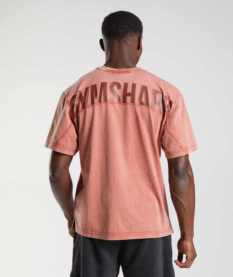 Men\'s Gymshark Power Washed T-Shirts Rose | CA 75A830